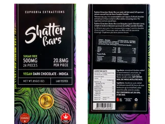 500mg Indica Dark Chocolate Shatter Bars