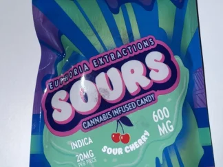 600 mg THC Indica Cherry Sours gummies